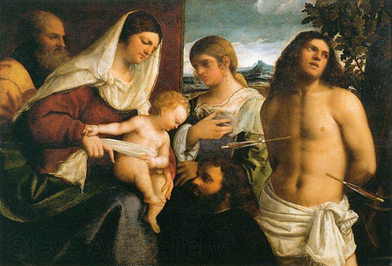 Sebastiano del Piombo La Sainte Famille avec sainte Catherine, saint Sebastien et un donateur